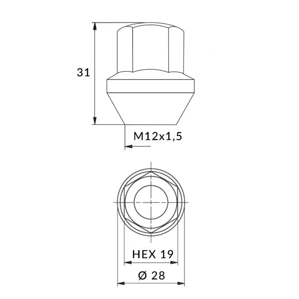 Nakrętka M12x1.5 oryginalna FORD,VOLVO 