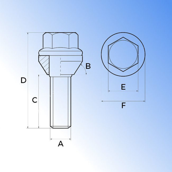 Śruba 14x1,5x28 stożek BIMECC